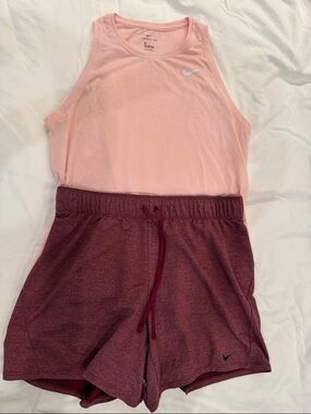 Nike Pink Tank Top with Maroon Active Shorts
